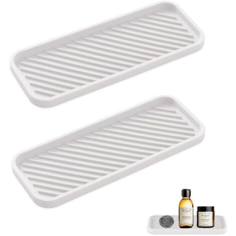 2 Pièces Organiseur évier en Silicone, Porte-Savon Cuisine Antidérapant, Support Éponge, Rangement Savon, Organisateur Cuisine Silicone-Blanc