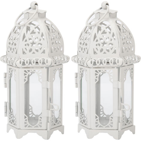 2 Pièces Ornements de Bougeoirs en Fer Transparent Blanc, Support de Bougie Suspendu Romantique Château