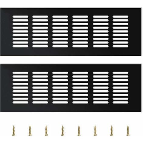 2 Pieces Outdoor Ventilation Grille, Aluminum Ventilation Grille Outdoor Ventilation Grille Adjustable Ventilation Grille, Black
