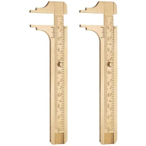 2 pièces Outils de mesure,Pied à coulisse de poche,Règle en laiton,Pied à coulisse coulissant en laiton,Pied à coulisse portatif,Convient pour la men