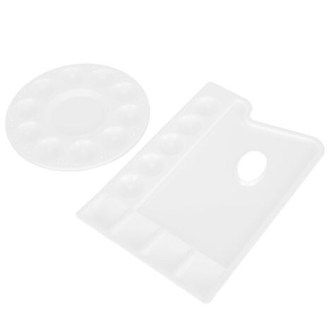 2 Pièces Palettes de Peinture Plastique, Rondes et Rectangulaires pour Art et Bricolage