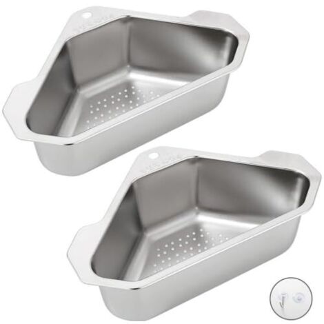 2 Pièces Panier de Filtration D'évier Multifonction, Panier Triangulaire pour Filtre D'évier, Étagère Vidange D'éVier en Acier Inoxydable, pour Filtrer Déchets Alimentaires et Laver Les Fruits