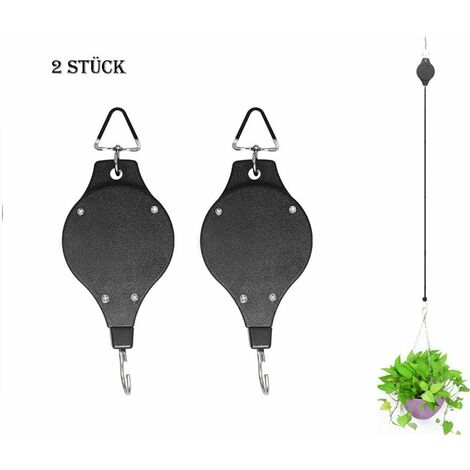 2 pièces panier de fleurs crochet corde poulie feu de signalisation ascenseur usine ascenseur rétractable réglable tirant vers le bas crochet support de plante pour nichoir suspendu panier