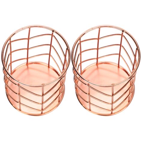 2 Pièces Panier de Rangement Bureau Rose Gold en Maille Métallique pour Stylos et Maquillage