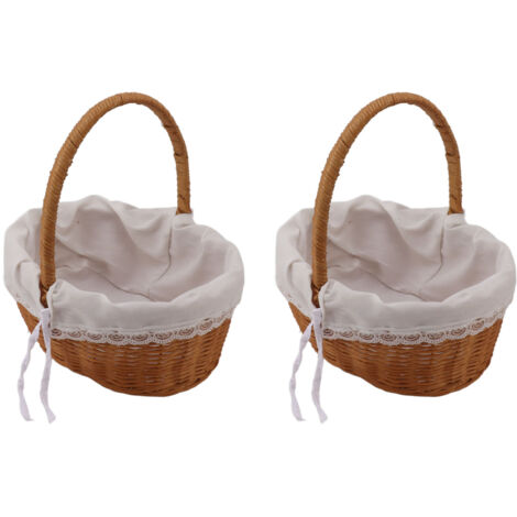 2 Pièces Panier en Osier avec Poignée, Corbeille de Rangement Tressée pour Décor Noces et Maison
