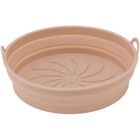 2 Pièces Panier Frite Rond en Silicone Résistant à l'Huile, Antiadhésif et Réutilisable, Doublure de Friteuse avec Poignées, Pliable Rose pour Maison