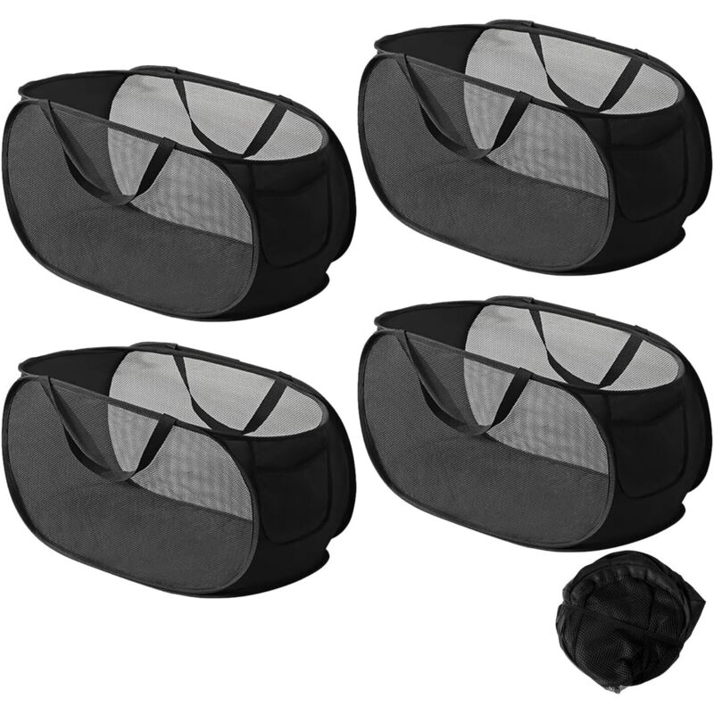 2 Pièces Panniers à Linge Pliable, 36 x 36 x 58 Cm, Pop Up Laundry Basket Hamper, Panier à Linge Pliable Pop-Up, En Maille Filet Avec Poignée, Pour