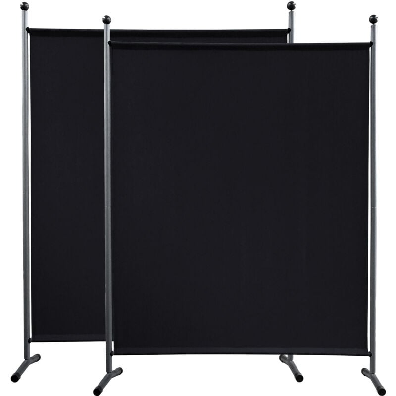 2 pièces Paravent 150 x 190 cm Séparateur de tissu Jardin Balcon Écran de confidentialité partition Noir