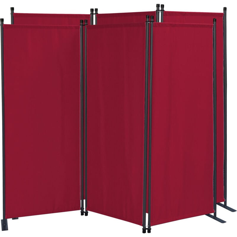 2 pièces Paravent 170 x 165 cm Séparateur de tissu Jardin en 3 parties pliable Balcon Écran de confidentialité partition Rouge Rubis