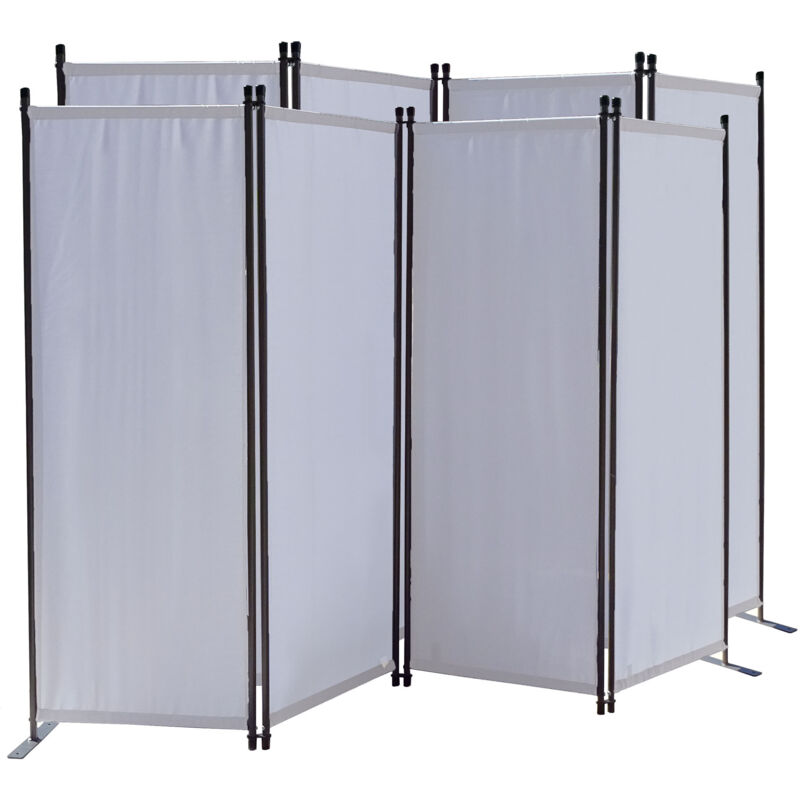 2 pièces Paravent 220 x 165 cm Séparateur de tissu Jardin en 4 parties pliable Balcon Écran de confidentialité partition Blanc