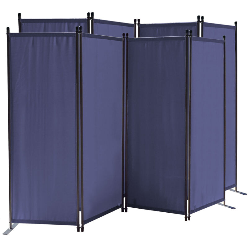 2 pièces Paravent 220 x 165 cm Séparateur de tissu Jardin en 4 parties pliable Balcon Écran de confidentialité partition Bleu