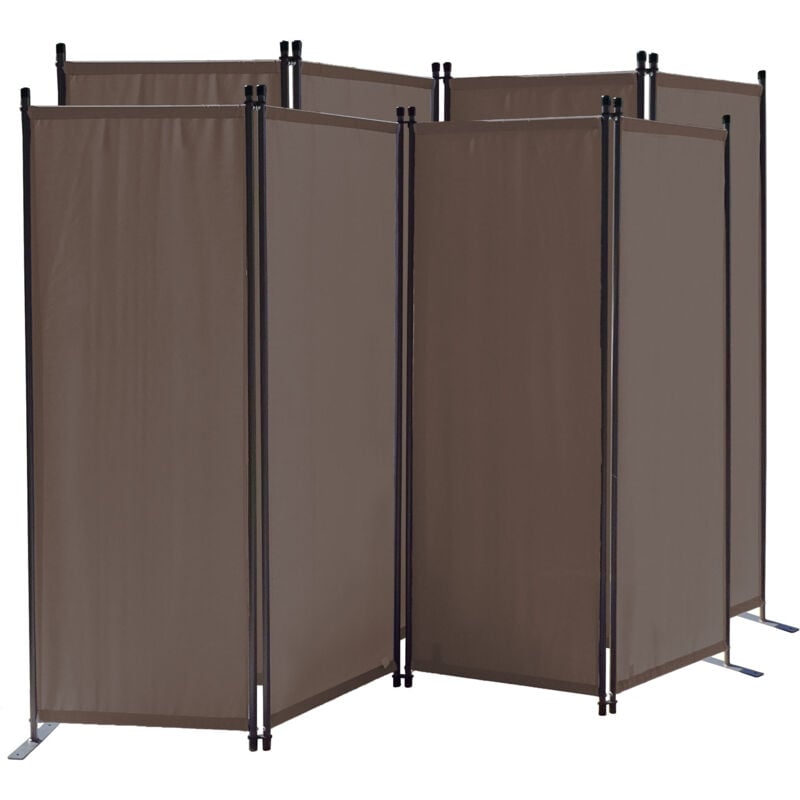 2 pièces Paravent 220 x 165 cm Séparateur de tissu Jardin en 4 parties pliable Balcon Écran de confidentialité partition Brun-Gris
