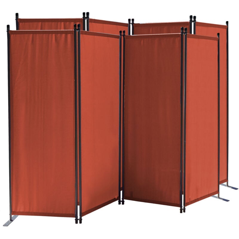 2 pièces Paravent 220 x 165 cm Séparateur de tissu Jardin en 4 parties pliable Balcon Écran de confidentialité partition Rouge-Orange