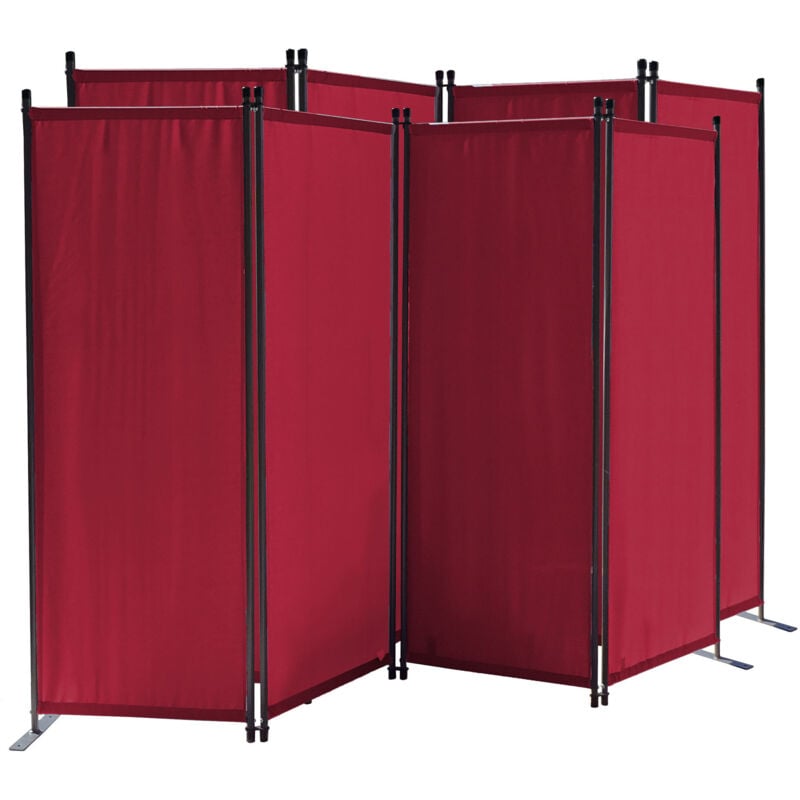 2 pièces Paravent 220 x 165 cm Séparateur de tissu Jardin en 4 parties pliable Balcon Écran de confidentialité partition Rouge Rubis