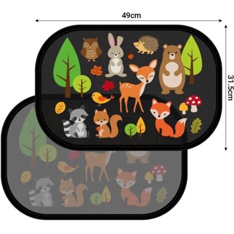 2 Pièces Pare-Soleil Auto-Adhésifs pour Enfants/Bébé et Animaux pour Fenêtre Latérale de Voiture Protection UV,49X31.5cm,avec Chiffon de Nettoyage