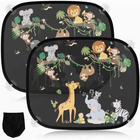 2 Pièces Pare-Soleil Voiture Bébé avec Protection UV, Pare-Soleil Voiture Enfant 45x36,5 cm avec 8 Ventouses et Animal Mignon (Vignes)