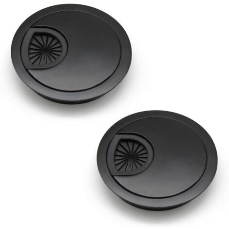 2 Pièces Passe Cable 60 mm Couvercle du Trou de Câble pour Bureaux, Bureaux et Plans de Travail Couleur: Noir Matériau: Alliage de Zinc