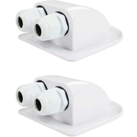 2 pièces passe-câble étanche presse-étoupe d'entrée de câble, passe-fil de toit étanche, passe-fil de toit 2 pièces, ABS étanche IP68 solaire, pour camping-cars, bateaux, yachts (blanc)