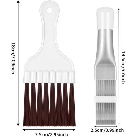 2 Pièces Peigne d'Aileron de Condensateur de Climatiseur, Brosse de Nettoyage à Ailettes Nettoyeur d'Ailettes de Climatiseur Nettoyage de Bobines de Réfrigérateur Outil de Radiateur d'Évaporate