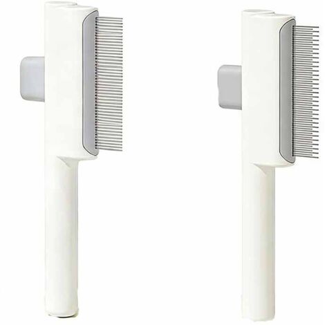 2 Pièces Peigne pour Chats, Peigne à Puces Autonettoyant pour Chat et Chien, Brosse de Toilettage pour Animaux de Compagnie Poil Court et Poil Long, pour Enlever Les Poils D'animaux, Blanc