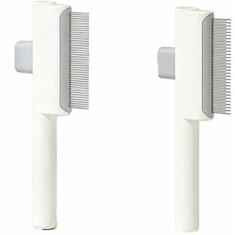 2 Pièces Peigne pour Chats, Peigne à Puces Autonettoyant pour Chat et Chien, Brosse de Toilettage pour Animaux de Compagnie Poil Court et Poil Long, pour Enlever Les Poils D'animaux, Blanc