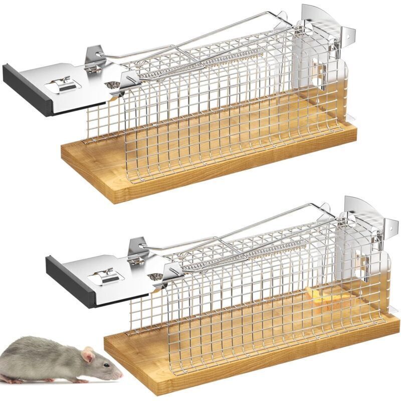 2 Pièces piege a Rat Cage réutilisable, piège à Souris Vivante Sensibilité Ajustable, nasse a Rats sans Tuer, Efficace Attrape Rat pour Garage,
