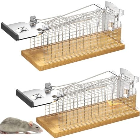 ANDYOU 2 Pièces piege a Rat Cage réutilisable, piège à Souris Vivante Sensibilité Ajustable, nasse a Rats sans Tuer, Efficace Attrape Rat pour Garage, Grenier, Jardin, Maison, Cuisine