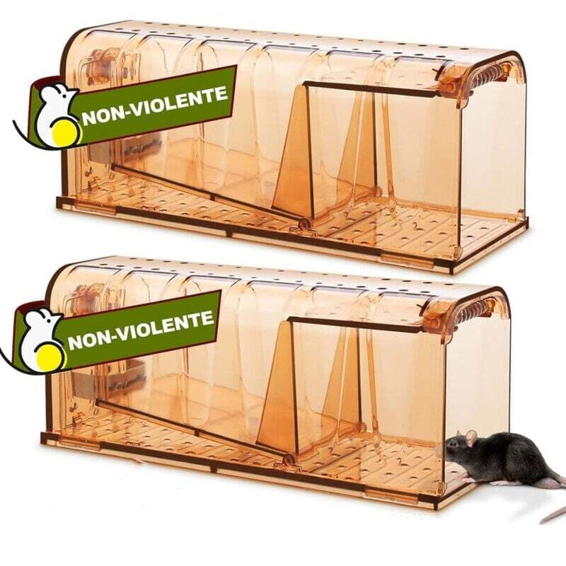 2 pièces Piège à Souris Vivante, Attrape Souris Humain et Réutilisables avec Trou d'air sans Mécanisme, pour Cuisine, Jardin, Maison, Grenier, Garage