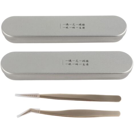 2 Pièces Pince à Cils Professionnelle en Acier Inoxydable pour Extensions de Cils Volume et Individuels