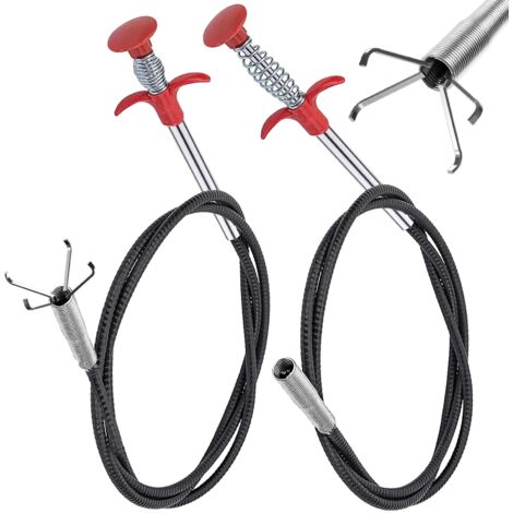 2 Pièces Pince Telescopique Flexible 200 cm/90 cm Furet Deboucheur Canalisation Evier Plomberie Douche à Griffe Nettoyeur De Drain Cleaner Unblocker Pour Cuisine Salle Bain Égouts Wc - Pcs