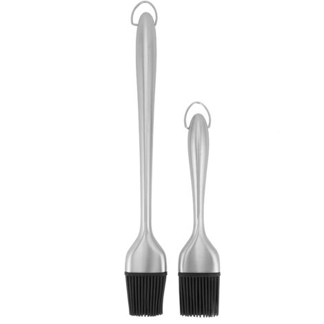 2 Pièces Pinceau à Huile en Acier Inoxydable avec Poils en Silicone Alimentaire pour Barbecue et Cuisson