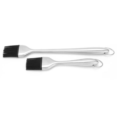 2 Pièces Pinceau à Huile en Silicone avec Manche en Acier Inoxydable, Accessoires de Cuisine pour Pâtisserie