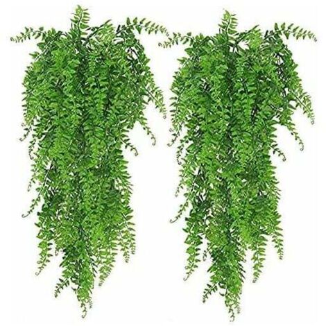 2 Pièces Plante Artifici Fougère de Boston Plantes, Fausse Mur Végétal Artificiel Tombante, la Maison et la Décoration Extérieur de Mariage Déco Automne