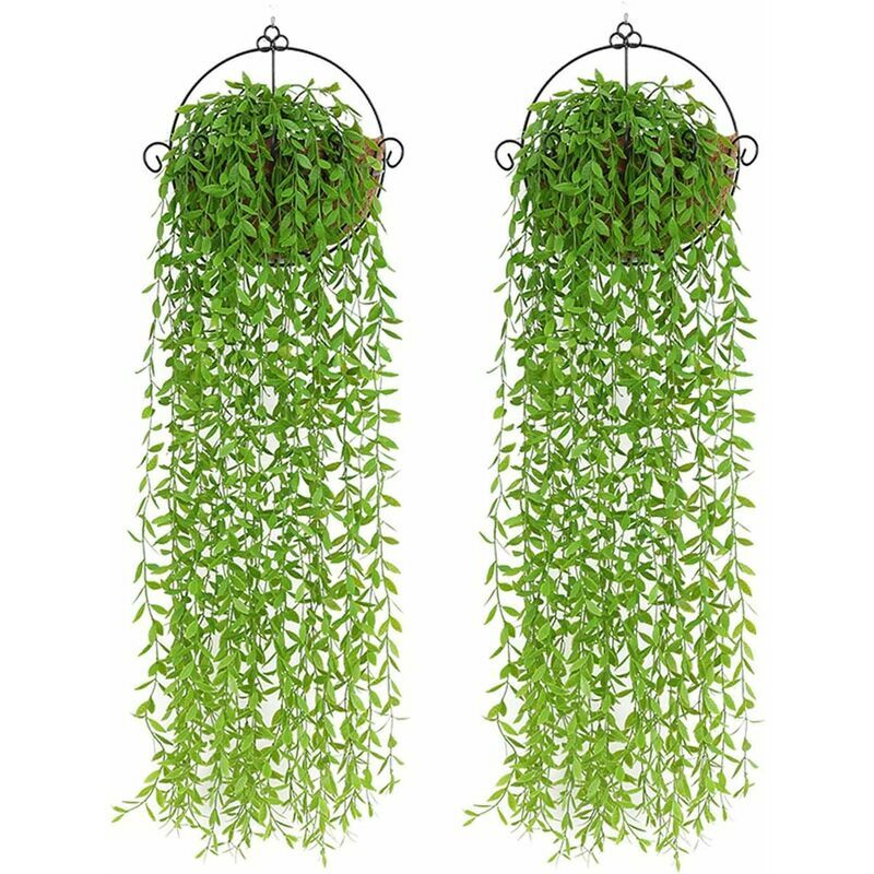 2 pièces plante artificielle suspendue, plantes artificielles de 95 cm feuilles de saule de lierre plantes en plastique, décoration de plante de