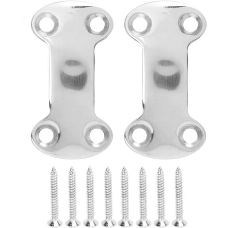 2 Pièces Plaque de Fixation en Acier Inoxydable pour Sangles, Accessoires de Quincaillerie Antirouille avec 8 Vis pour Petits Bateaux et Voiliers
