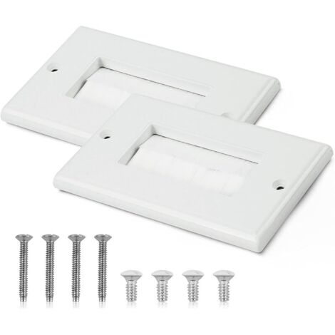 2 Pièces Plaques Murales avec Brosse pour Passage de Câbles, Passe-câble Murale Sortie connecteur Audio vidéo, Anti-poussière Mur Panneau Câble Pass Through Insert pour Câbles TV HDMI