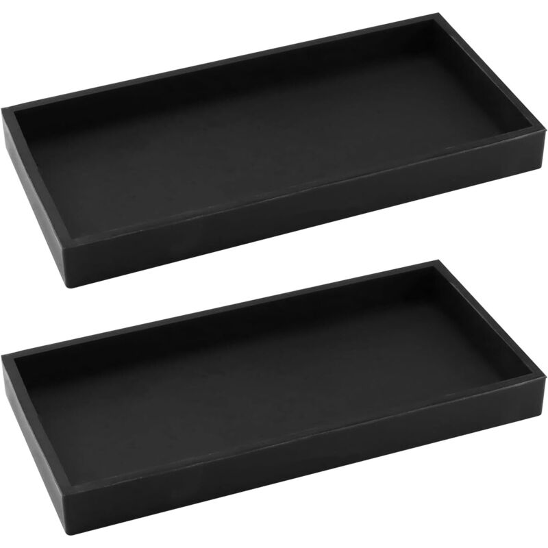 2 Pièces Plateau Rectangulaire Noir en Silicone, Bonne Ténacité, Facile à Nettoyer, pour Bijoux, Cosmétiques, Articles de Toilette