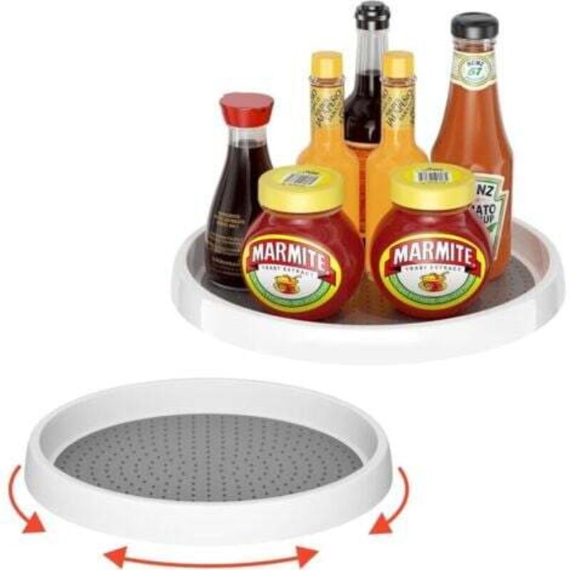 2 PièCes Plateau Tournant En Plastique Pour Epices, Rotatif à 360°Plateau Tournant Epices Rangement Rond,Plateau Tournant Placard Cuisine Polyvalent