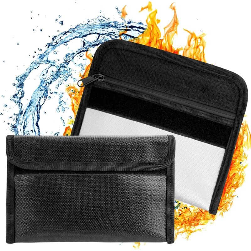 2 Pièces Pochette Anti Feu,Fireproof Document Bag avec Fermeture Éclair,Ignifuges pour Documents et Argent pour les Documents, les Passeports, les