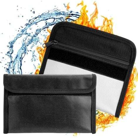 SHINING HOUSE 2 Pièces Pochette Anti Feu,Fireproof Document Bag avec Fermeture Éclair,Ignifuges pour Documents et Argent pour les Documents, les Passeports, les Cartes Bancaires et L'argent