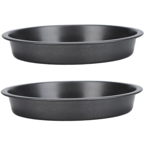 2 Pièces Poêle à Pizza Antiadhésive en Acier Carbone Épais pour Four - 23cm