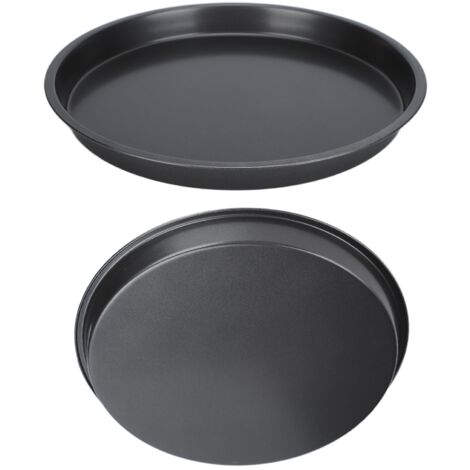 2 Pièces Poêle à Pizza Antiadhésive en Acier Carbone Épais pour Four - 25 cm