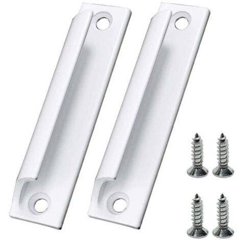 2 Pièces Poignée Blanc de Porte Coulissante Poignée Meuble en Alliage d'Aluminium Poignée de Fenêtres avec Vis