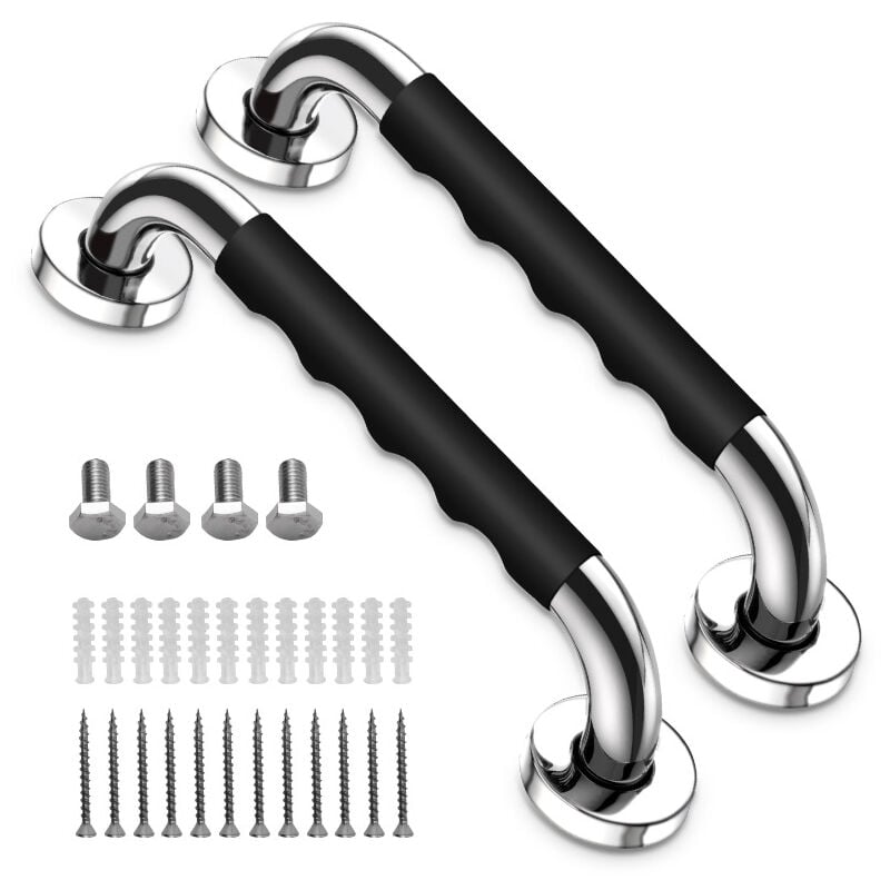 2 Pièces Poignée de Baignoire, 33 cm Antidérapante Barre d'appui de Salle de Bain, Barre d'Appui en Acier Inox Murale Poignée de Douche pour