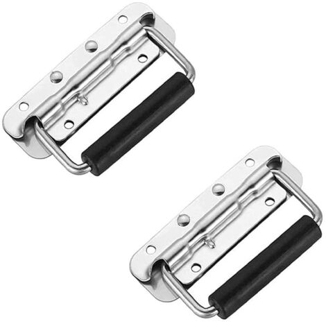 2 Pièces Poignée de Boîte Argenté,poignéedetransporten argent, poignéedetransporten métal, poignéedetransportavec printemps pour boîtes de haut-parleur, boîte à outils