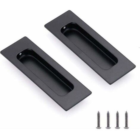 2 Pièces Poignée de Coquille en Acier Inoxydable Poignées de Meubles Cachées Poignées de Tiroir Poignée de Porte Coulissante Vintage Poignée Incrustée Ovale avec Vis pour Armoires/Portes Coulissantes
