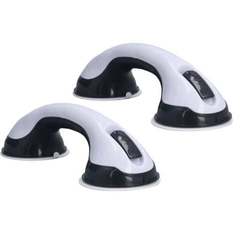 2 pièces Poignée de Douche Courbée Installation Sans Outil Sécurisée Double Verrou Barre de Soutien Douche pour Personnes Âgées
