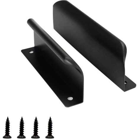 2 Pièces Poignée de Porte Coulissante, 120mm Poignée D'armoire Noire, Modern Poignée de Meuble Tiroir, for Wardrobes, Drawers, Balcony Doors