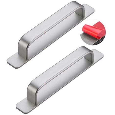 2 pièces poignée de porte coulissante auto-adhésif Poignée de grange alliage d'aluminium Poignées pour placards d'armoire autocollant Tirer La Bouton de Meuble Poignet (180mm,Silver)