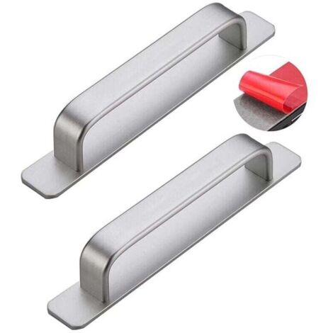2 pièces poignée de porte coulissante auto-adhésif Poignée de grange alliage d'aluminium , XU,Poignées pour placards d'armoire autocollant Tirer La Bouton de Meuble Poignet (180mm,Silver) - KZQ